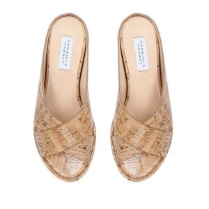 Gabriela Hearst Ellington Cork Embossed Leather Slides Nude Neutral Size 36.5 EU